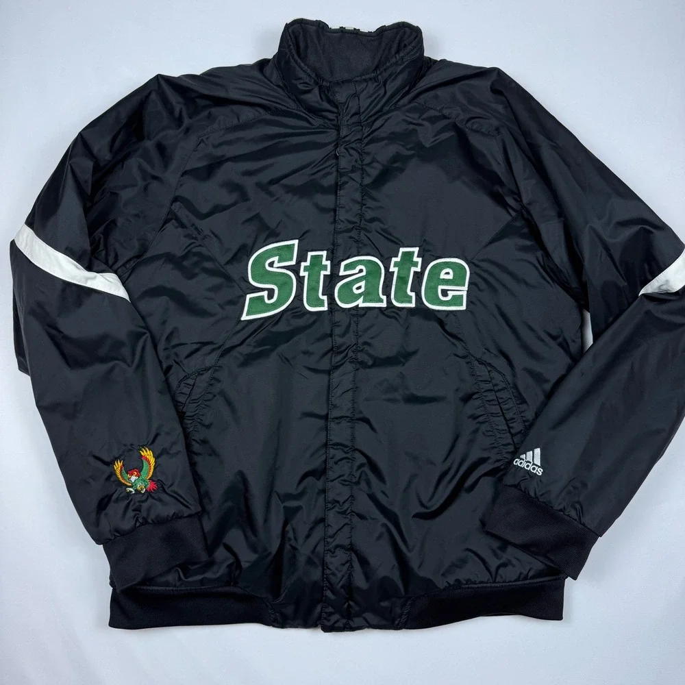 Adidas State Warmup Jacket Mens Small Black Green‎ Snap Windbreaker